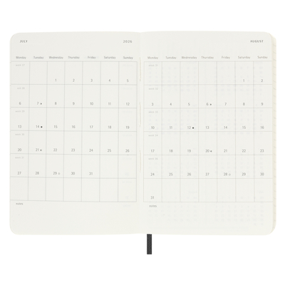 Moleskine dnevni planer 2026. meke korice crni 9x14cm 3