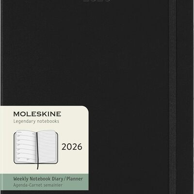 Moleskine planer tjedni tvrde korice 19x25 cm crni 2026