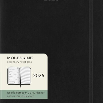 Moleskine planer tjedni meke korice 19x25 cm crni 2026