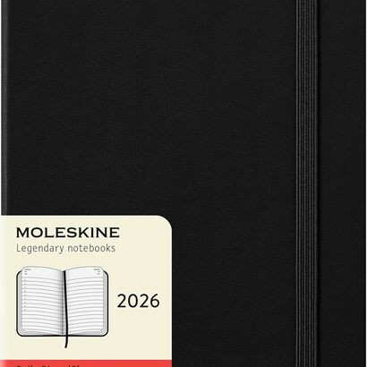 Moleskine planer dnevni tvrde korice 13x21 cm crni 2026