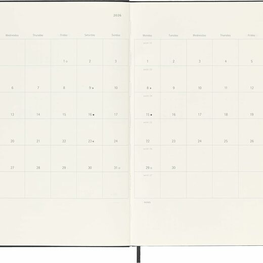 Moleskine planer tjedni tvrde korice 19x25 cm crni 20264