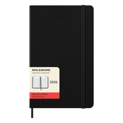 Moleskine planer dnevni tvrde korice 13x21 cm crni 2026