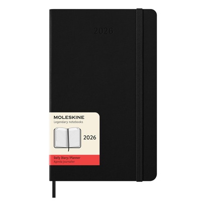 Moleskine planer dnevni tvrde korice 13x21 cm crni 2026