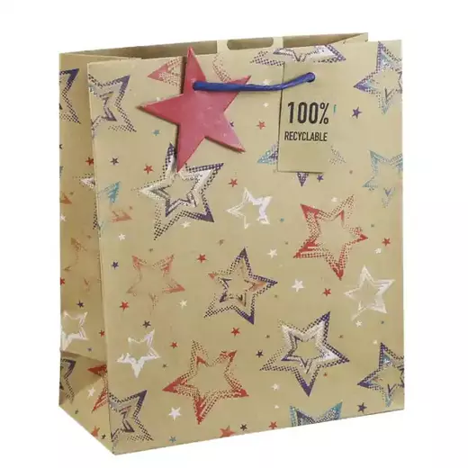 Clairefontaine poklon vrećica kraft zvijezde 21,5x10,2x25,3cm