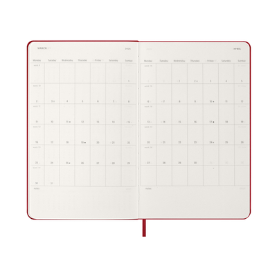 Moleskine dnevni planer 2026 tvrde korice 13x21 cm crveni 3