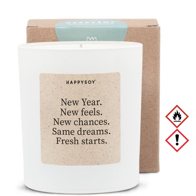 Happysoy mirisna svijeća bijela nova godina novi osjećaji