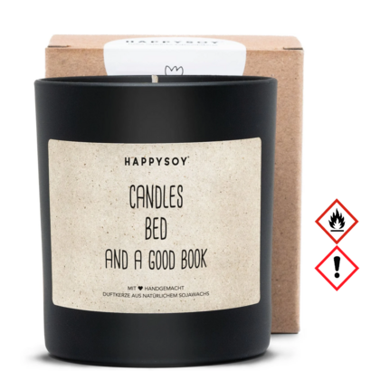 Happysoy mirisna svijeća crna svijeće krevet i dobra knjiga