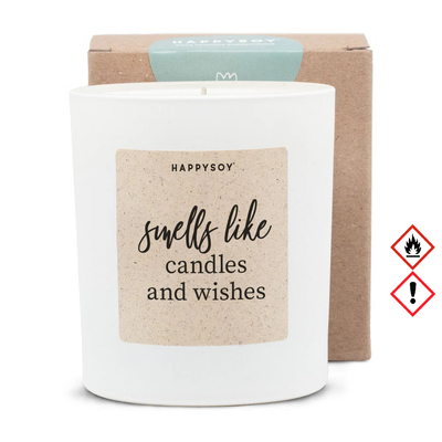 Happysoy mirisna svijeća bijela miriše na svijeće i želje
