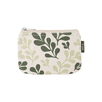Melawear kozmetička torbica mala greige green leaf print