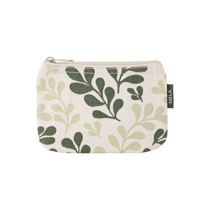 Melawear kozmetička torbica mala greige green leaf print