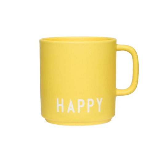 Design letters šalica s ručkom happy yellow