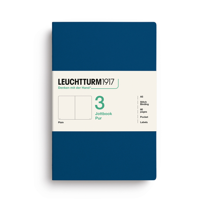 Leuchtturm1917 jottbook pur bilježnice a5 prazno 3 kom indigo