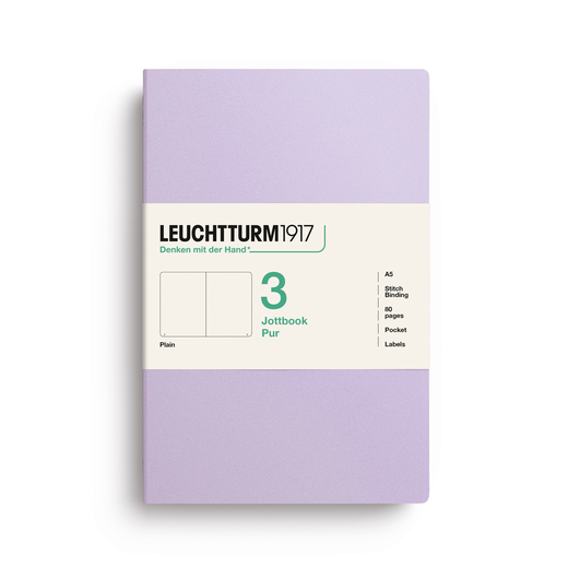 Leuchtturm1917 jottbook pur bilježnice a5 prazno 3 kom lilac