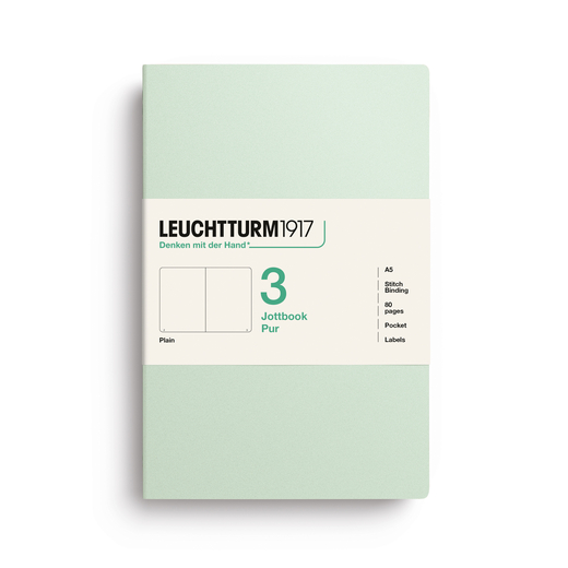 Leuchtturm1917 jottbook pur bilježnice a5 prazno 3 kom mint green