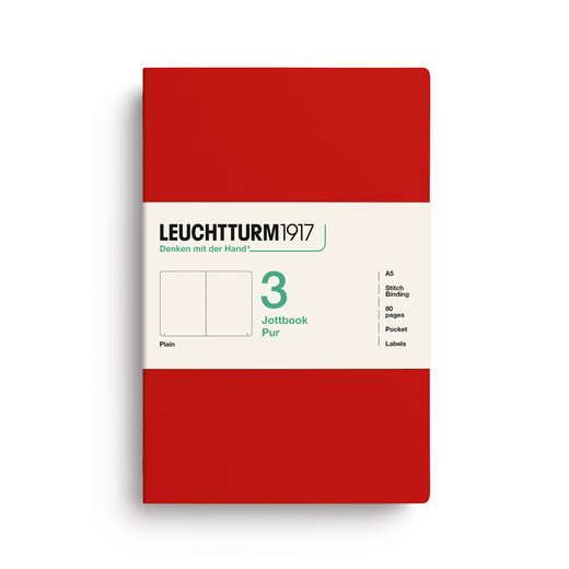 Leuchtturm1917 jottbook pur bilježnice a5 prazno 3 kom cherry