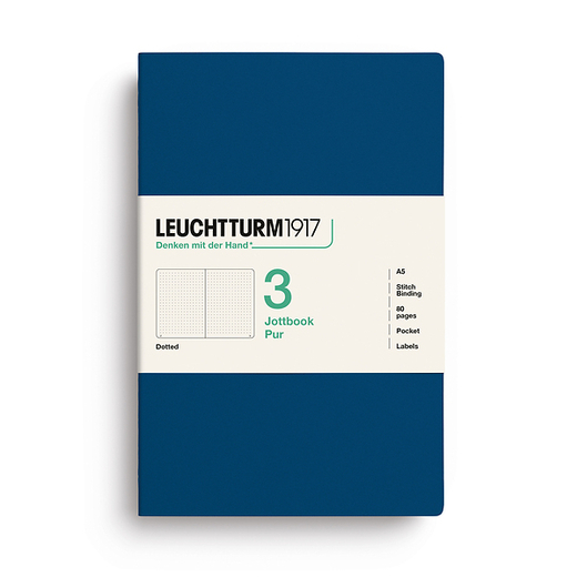 Leuchtturm1917 jottbook pur bilježnice a5 točkice 3 kom indigo