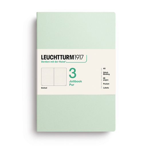 Leuchtturm1917 jottbook pur bilježnice a5 točkice 3 kom mint green