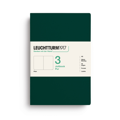 Leuchtturm1917 jottbook pur bilježnice a5 prazno 3kom forest green