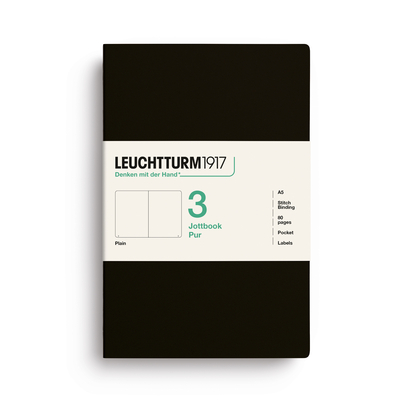 Leuchtturm1917 jottbook pur bilježnice a5 prazno 3 kom black