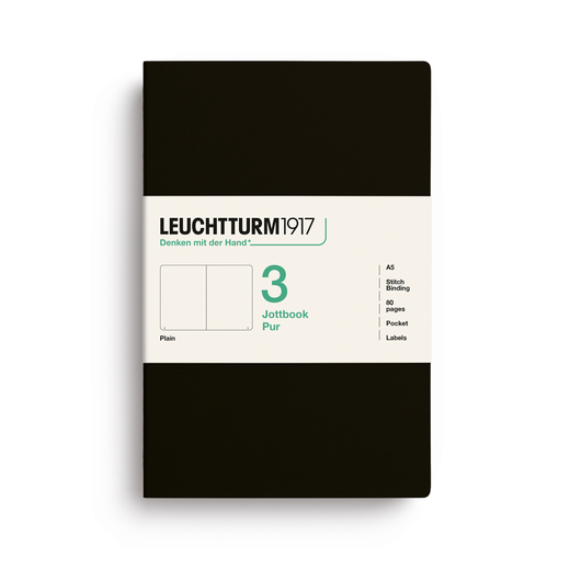 Leuchtturm1917 jottbook pur bilježnice a5 prazno 3 kom black
