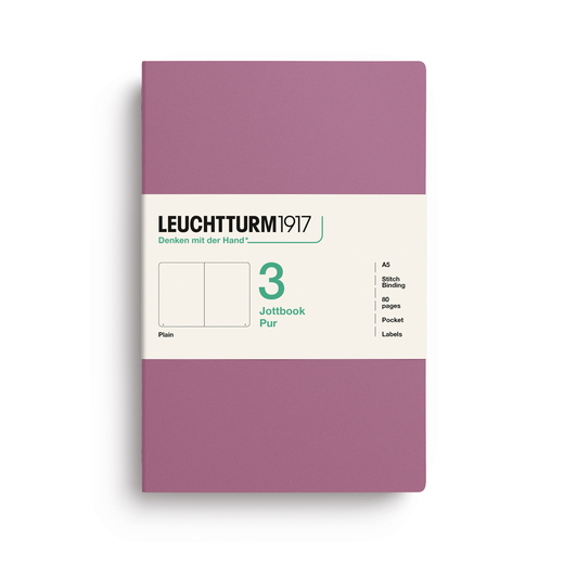 Leuchtturm1917 jottbook pur bilježnice a5 prazno 3 kom dusty rose