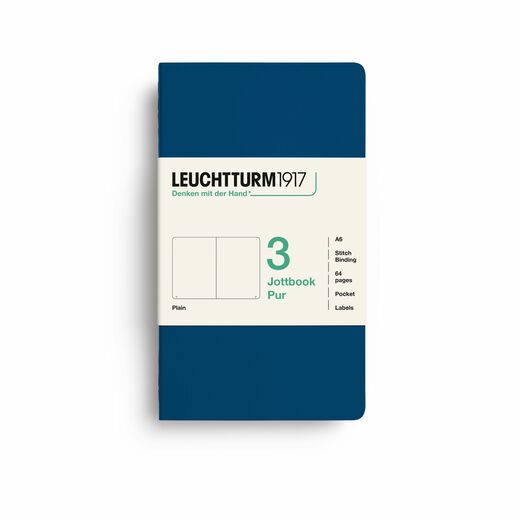 Leuchtturm1917 jottbook pur bilježnice a6 prazno 3 kom indigo