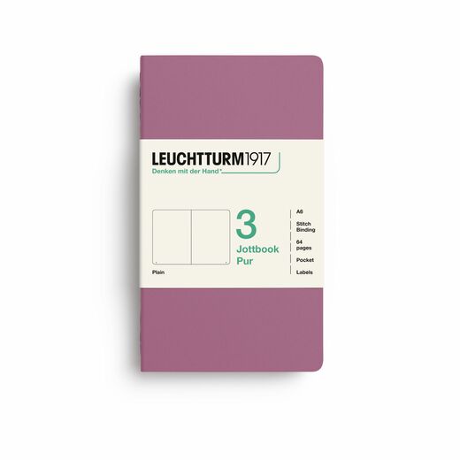 Leuchtturm1917 jottbook pur bilježnice a6 prazno 3 kom dusty rose