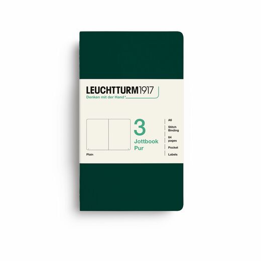 Leuchtturm1917 jottbook pur bilježnice a6 prazno 3 kom forest green