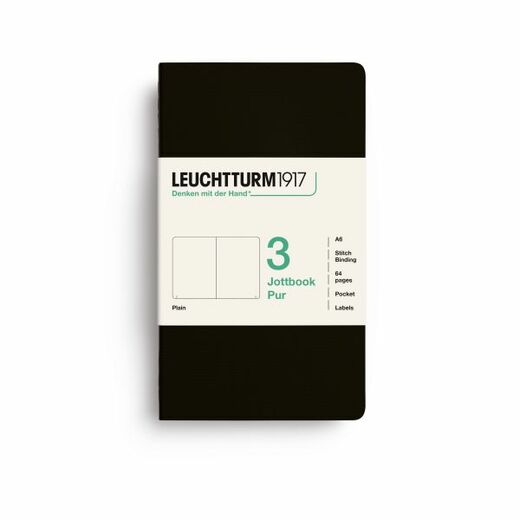 Leuchtturm1917 jottbook pur bilježnice a6 prazno 3 kom black