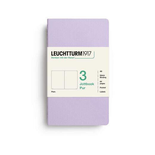 Leuchtturm1917 jottbook pur bilježnice a6 prazno 3 kom lilac
