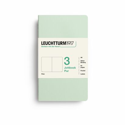 Leuchtturm1917 jottbook pur bilježnice a6 prazno 3 kom mint green