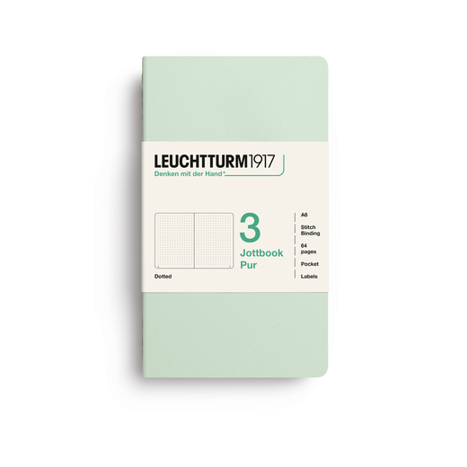 Leuchtturm1917 jottbook pur bilježnice a6 točkice 3 kom mint green