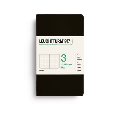 Leuchtturm1917 jottbook pur bilježnice a6 točkice 3 kom black