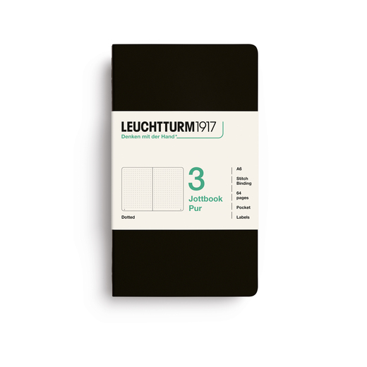 Leuchtturm1917 jottbook pur bilježnice a6 točkice 3 kom black