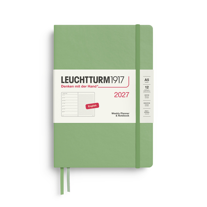 Leuchtturm1917 tjedni planer i bilježnica 2027 a5 točkice tvrdi uvez sage