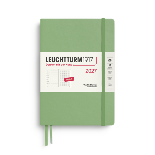 Leuchtturm1917 tjedni planer i bilježnica 2027 a5 točkice tvrdi uvez sage