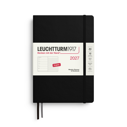 Leuchtturm1917 tjedni planer i bilježnica 2027 a5 točkice tvrdi uvez black