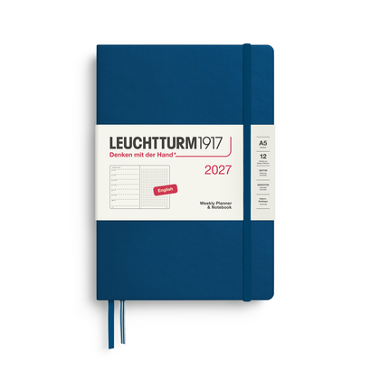 Leuchtturm1917 tjedni planer i bilježnica 2027 a5 točkice tvrdi uvez indigo