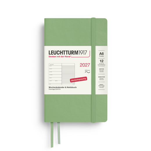 Leuchtturm1917 tjedni planer i bilježnica 2027 a6 meki uvez sage