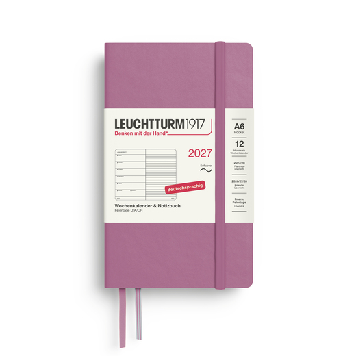 Leuchtturm1917 tjedni planer i bilježnica 2027 a6 meki uvez dusty rose