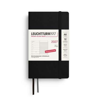Leuchtturm1917 tjedni planer i bilježnica 2027 a6 meki uvez black