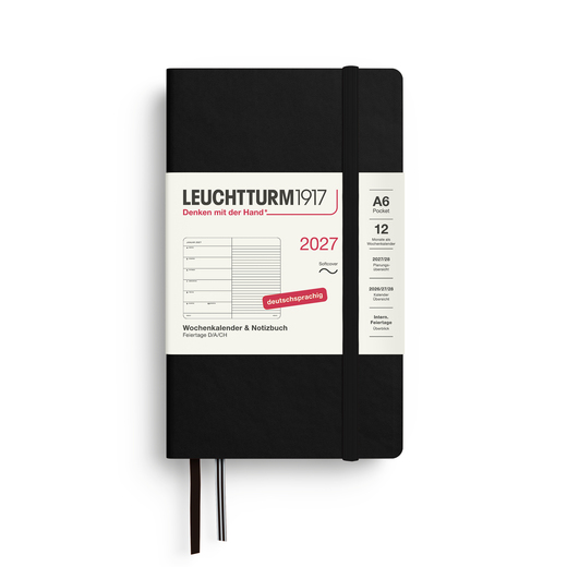 Leuchtturm1917 tjedni planer i bilježnica 2027 a6 meki uvez black
