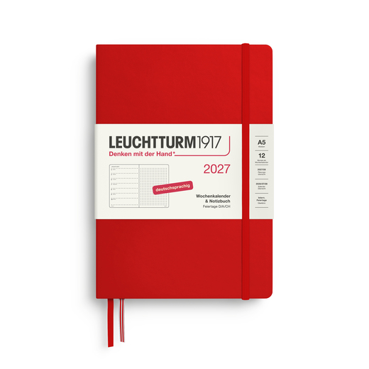 Leuchtturm1917 tjedni planer i bilježnica 2027 a5 točkice tvrdi uvez cherry