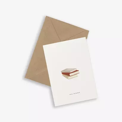 Kartotek čestitka book stack (sorry im booked)
