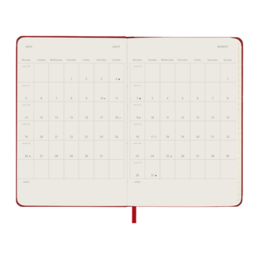 Moleskine tjedni planer 9 x 14 tu scarlet red 4