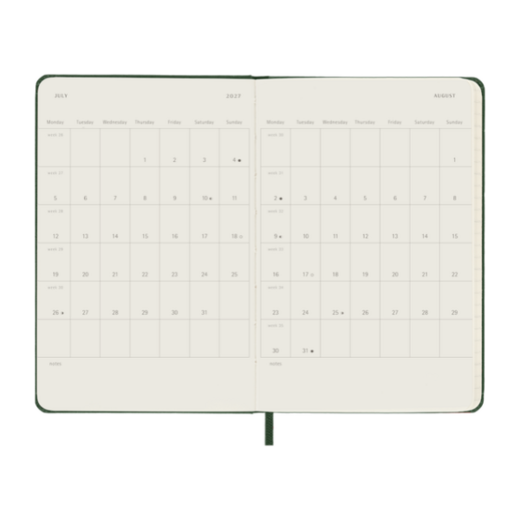 Moleskine tjedni planer 9 x 14 tu myrtle green 3